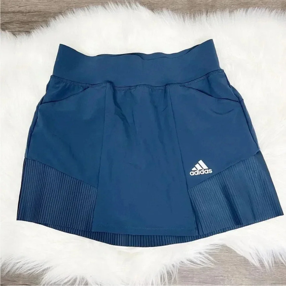 Adidas Blue Sport Primegreen Pleated Skort Womens Medium Golf Tennis Athletic - Picture 2 of 9